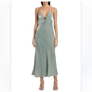 NWT Velvet Slipdress Susana Monaco Small CELADON midi dress tie spaghetti strap